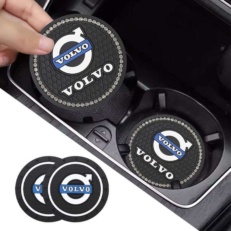 2Pcs Coaster Car Water Cup Anti-slip Pad Mat Auto Interior For Volvo ES90 EC40 EX40 EM90 XC90 V90 V60 XC60 V40 S80 S60 S90 XC40 ari852