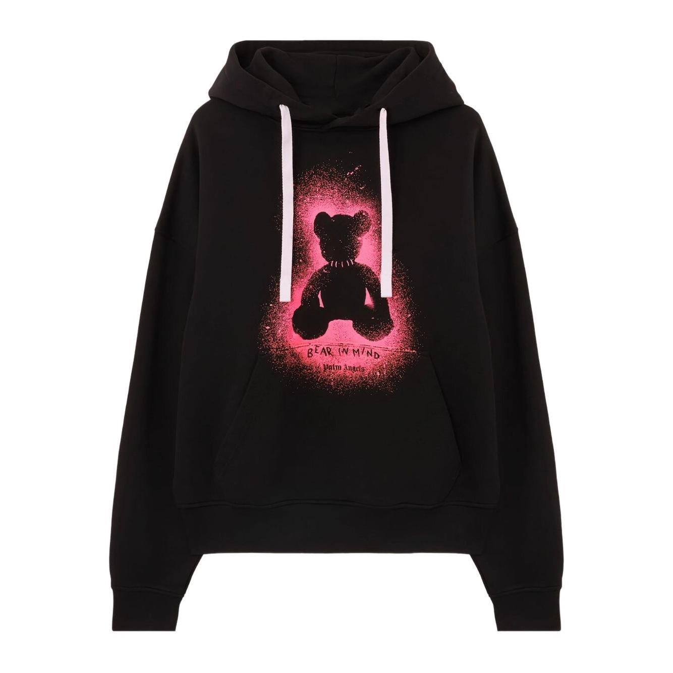 2025 Autumn/Winter Bear Print Hooded Sweatshirt - Trendy, Casual, Comfortable, Versatile Pullover. S