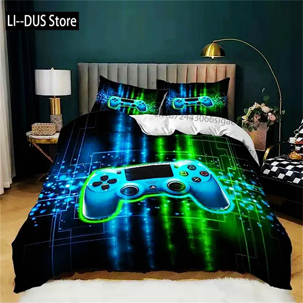 Game Handle Duvet Cover For Boys Video Games Comforter Cover Bed For Teen Boys Bedroom Decoration Gamepad Controller Quilt Cover