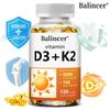 Balincer Vitamina D3 + K2 Softgel, 5000 UI Vitamina D3, 100 mcg Vitamina K2, 120 Capsule Vegetariane