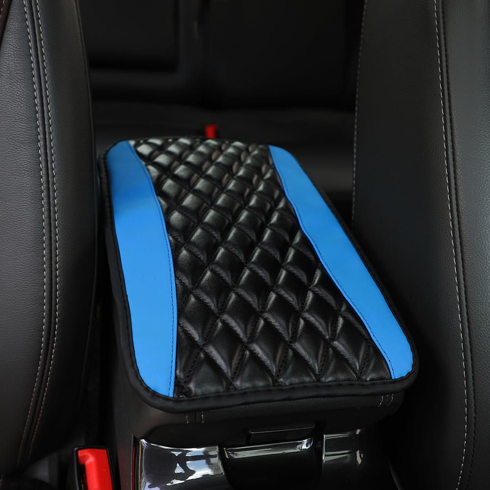 Car armrest cushion center control cushion Car interior accessories PU leather embroidered three-dimensional lattice cushion