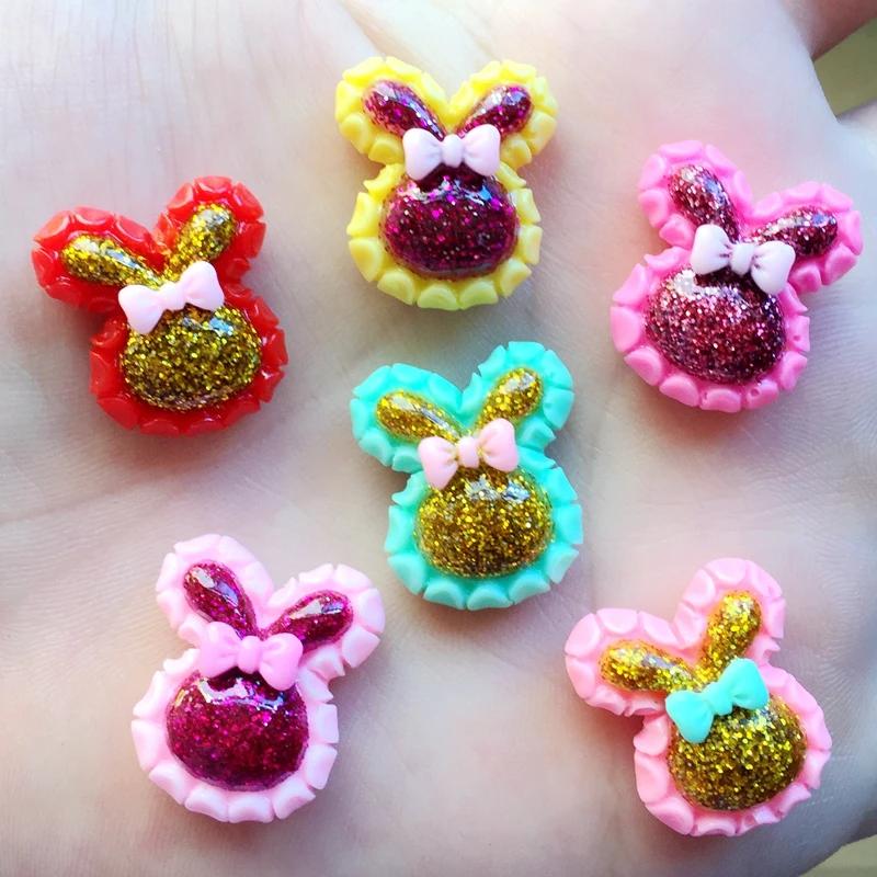 

Микс 19*22мм 12шт кролик Пыль Блеск Смола Плоская спинка Кабошон для Центра Бантов для волос Скрапбукинг A07 разноцветный