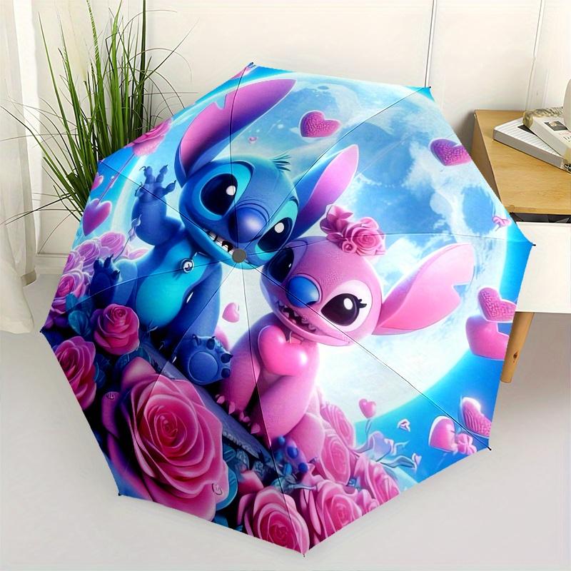 

Stitch,Lilo Fully automatic themed umbrella - 8 ribs durable iron frame, tri-fold compact design, perfect as a gift, travel umbrella, unisex