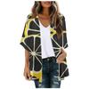 Women's Fashion Printed Seven-Part Sleeve Cardigan Loose Blouse Casual Blouse Top