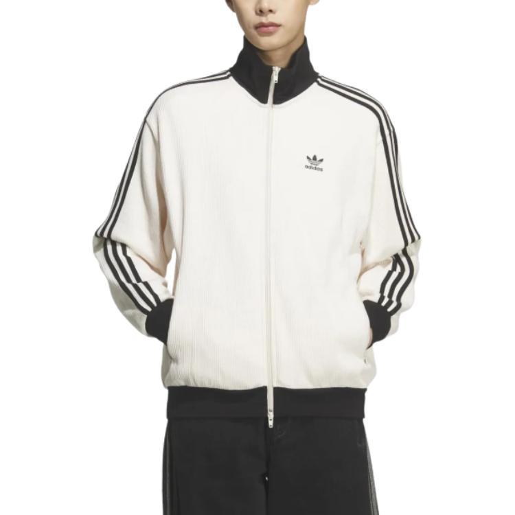 adidas Originals Waffel Reißverschluss Streifen Logo Locker Langarm Jacke Unisex Jacken KQ6864