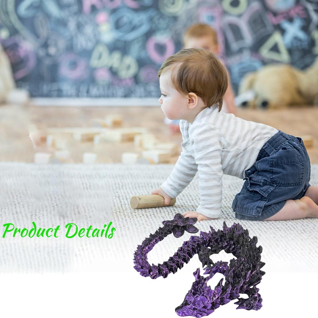 12 Inch Flexible 3D Printed Dragon With Eyes, Articulated 3D Printed Animals, 3D Printed Toys For Anxiety And ADHD Relief, Unique Home Decor
