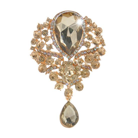 Spilla con Pendente a Goccia con Strass da Donna, Gioiello da Matrimonio, Regalo, Decorazione