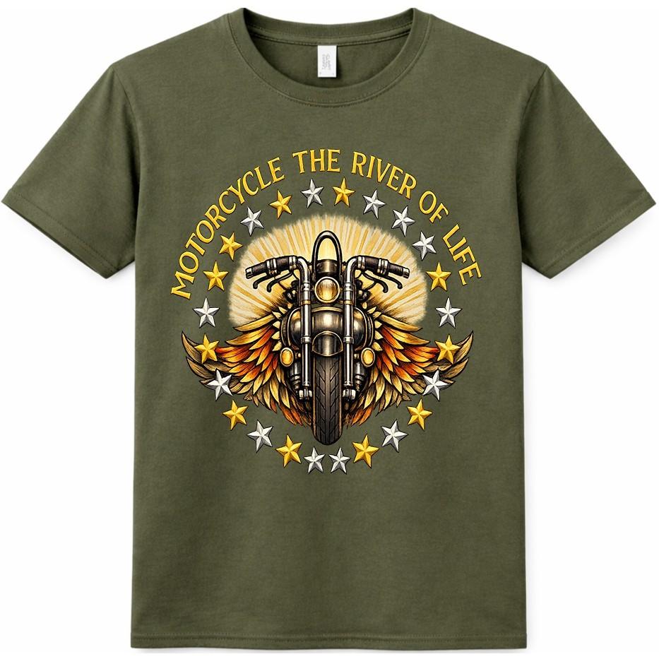Motorcycle T-Shirt Biker Graphic Tee Chopper Rider Motorbike Rock Gift Top
