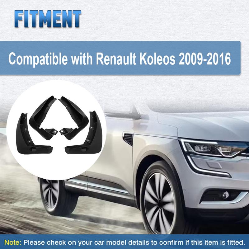 Black Wheel Fender Accessories Front+Rear Mud Flaps Mudflaps Mudguards Mud Flaps for Renault Koleos 2009-2016
