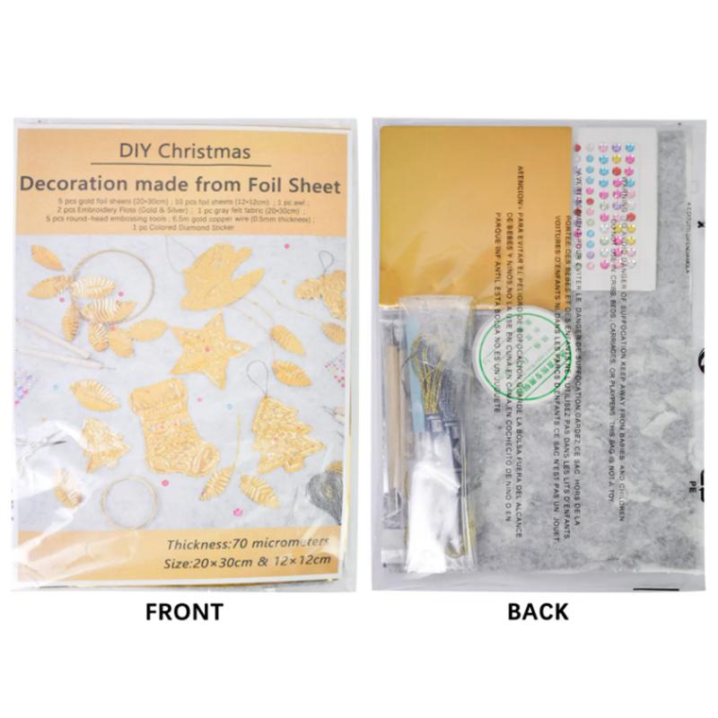 Thick Tin Foil Painting Material Package Artistic Relief Paper Diy Christmas Gold And Silver Pendant Combination Tin Foil Paper