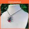 Gothic Punk Red Crystal Spider Pendant Necklace With Cross Chain For Women