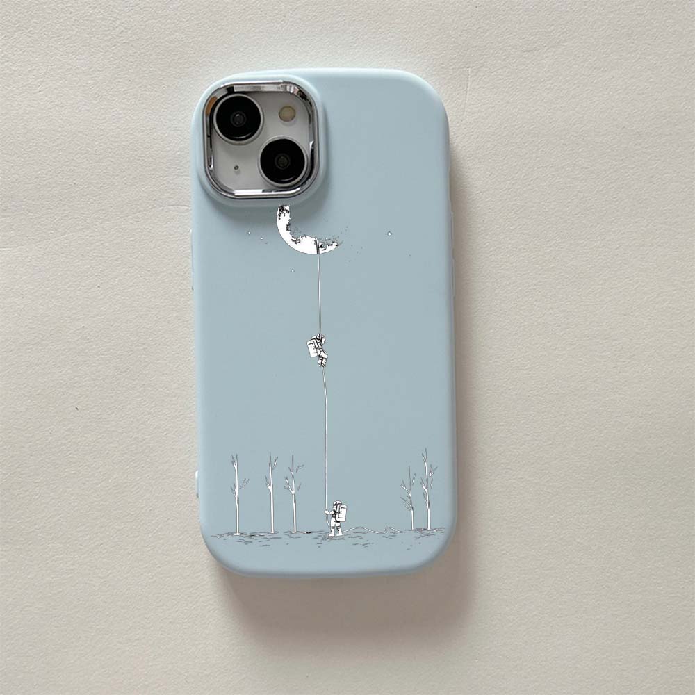 

N30 Космическая луна астронавт арт-дизайн Мягкая задняя крышка для iPhone 15 Pro Samsung A14 Xiaomi Poco F5 Redmi Huawei Honor Plating Frame Защитный чехол для камеры for iPhone 7