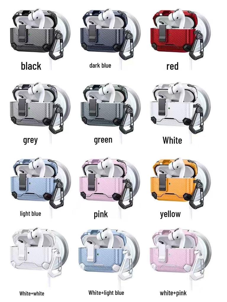 Compatible with Apple AirPods Pro 4th Gen: Bluetooth Earphone Case with Invisible Stand & Auto Pop-Up Switch Protection.