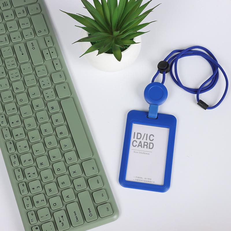 Retractable ID Card Holder with Lanyard, Hard Shell Badge Holder for Campus or Meal Cards