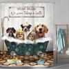 Kids Dog Shower Curtain Bathroom Set Funny Cat Dachshund Doggy Cute Lovely Rustic Animals In Bathtub for Boys Bath Accessories