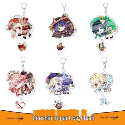 Venti, Zhongli, Keqing, Hu Tao, Klee, Yae Miko, Raiden Shogun Genshin Impact Acrylic Keychain Pendant