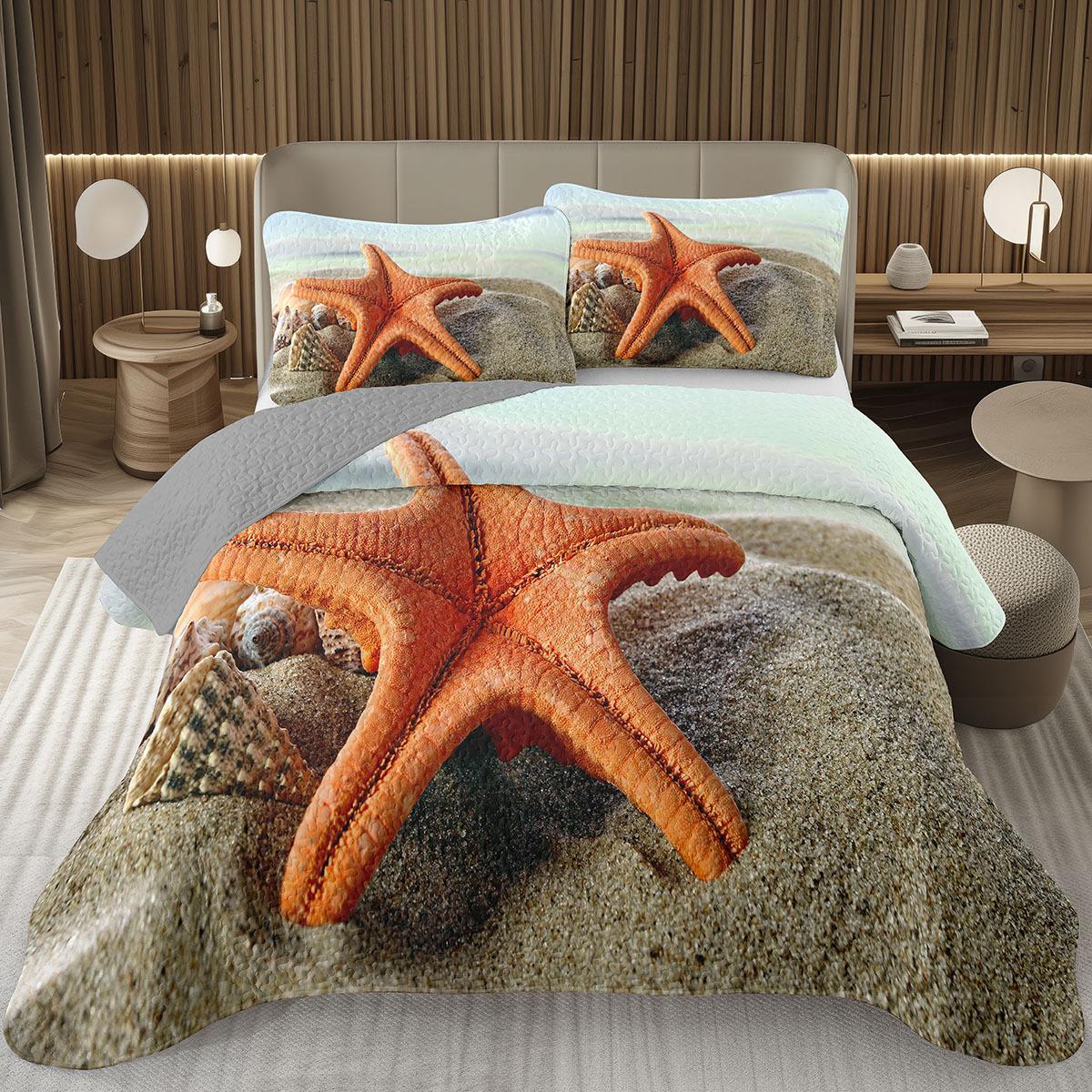 

Одеяло Морская Звезда Комплект Постельного Белья Летний Тропический Пейзаж Океана и Пляжа Комплект Queen Twin King Морская Жизнь Комплект Декор Комнаты Дома Comforter (quilt)-EU Single(135*200cm)3pcs