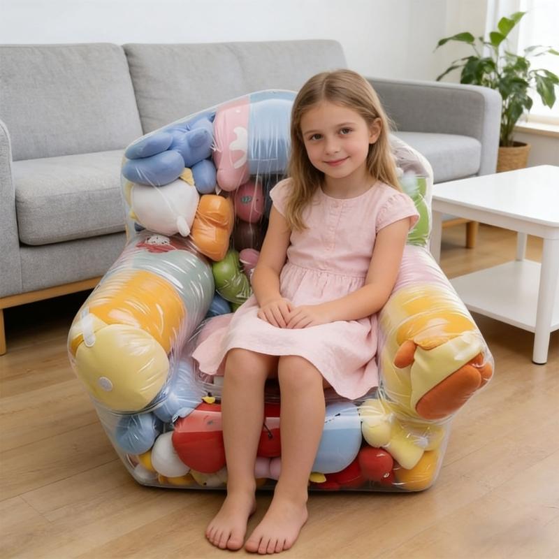 Kreatiger transparenter Sitzsack-Organizer für Kinder zum Aufbewahren von Plüschtieren, wird zum Sitz, PVC-Materialien 105x90x90CM