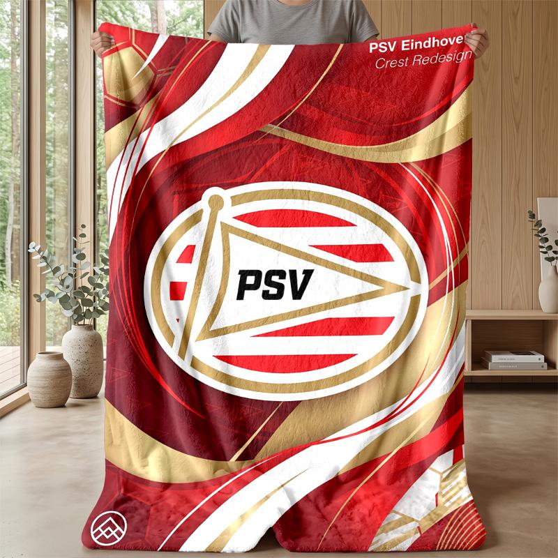 PSV Eindhoven FC Coperta Morbida in Pile di Flanella Leggera Accogliente Calda Coperta da Divano Letto Decorazione per la Casa