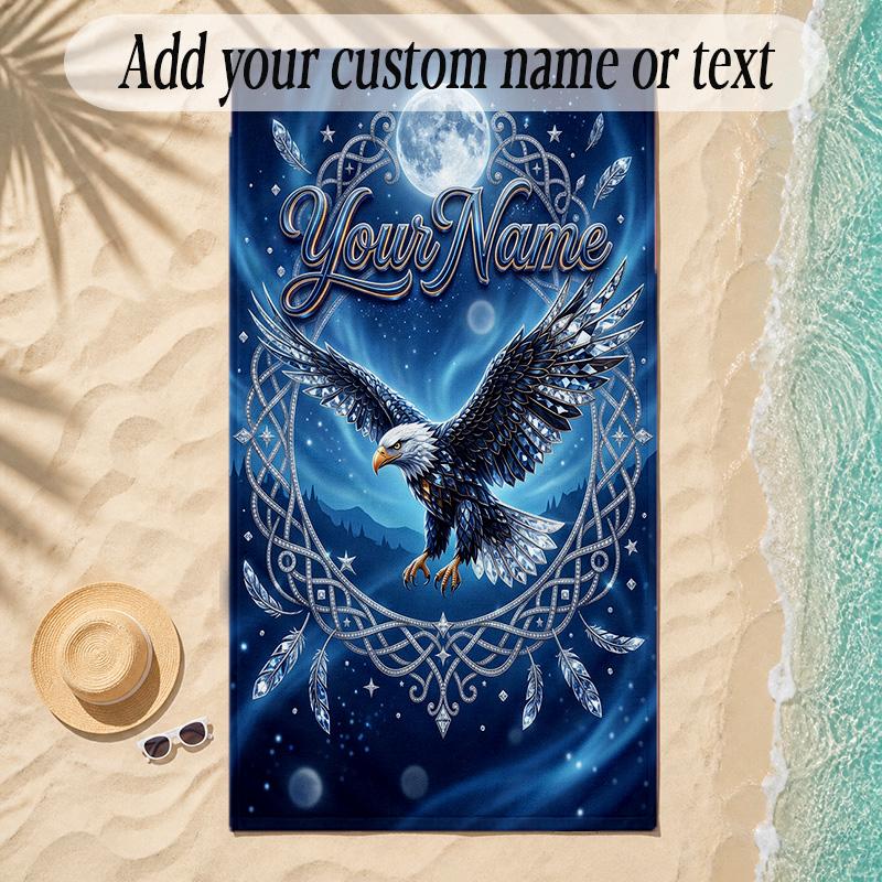 Birds Theme Soft Beach Towel Personalized Custom Name Text Towel Portable for Beach Pool Travel