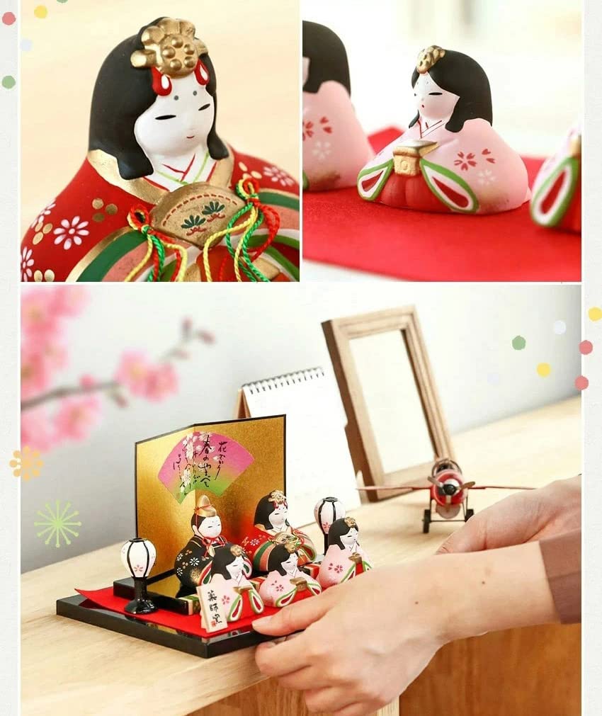 Osaka Choseido Original Compact Mini Hina Doll with Personalized Name and Free Wooden Tag Ceramic Hina Doll with Felt Mat (Sent Separately)