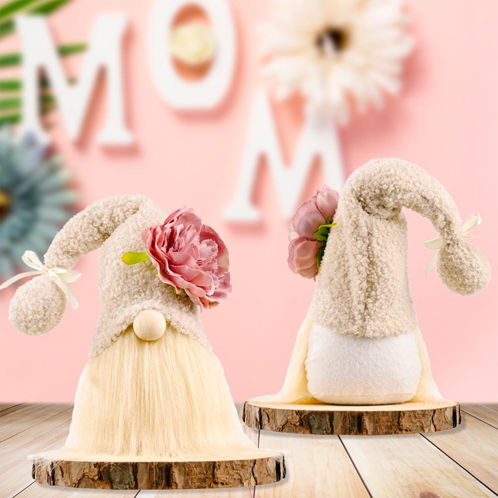 Motinos dienos gnomo pliušinis elfas dekoracijos be veido lėlė pakopinis padėklas sodybos namų stalo ornamentas