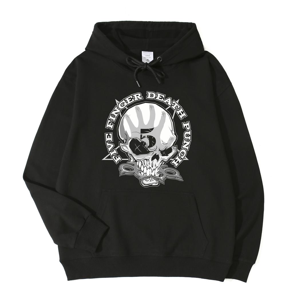Podzimní/Zimní Rapová Kapela Five Finger Death Punch Mikina Fleecová Teplá Mikina Volná Móda Pánská a Dámská Mikina s Kapucí Dlouhý Rukáv