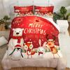 Christmas Cartoon Reindeer, Penguin, Fox, White Rabbit, Snow Field Print Soft Comfortable Bedding Set For Bedroom Dorm Room