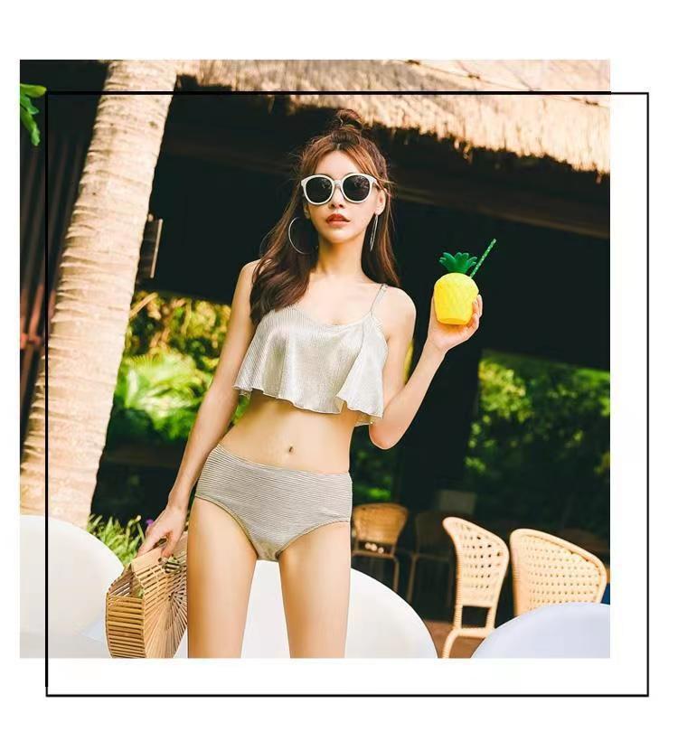Korea Dongdaemun Loose Split Camisole Two-Piece Slimming Swimsuit with Tummy Control