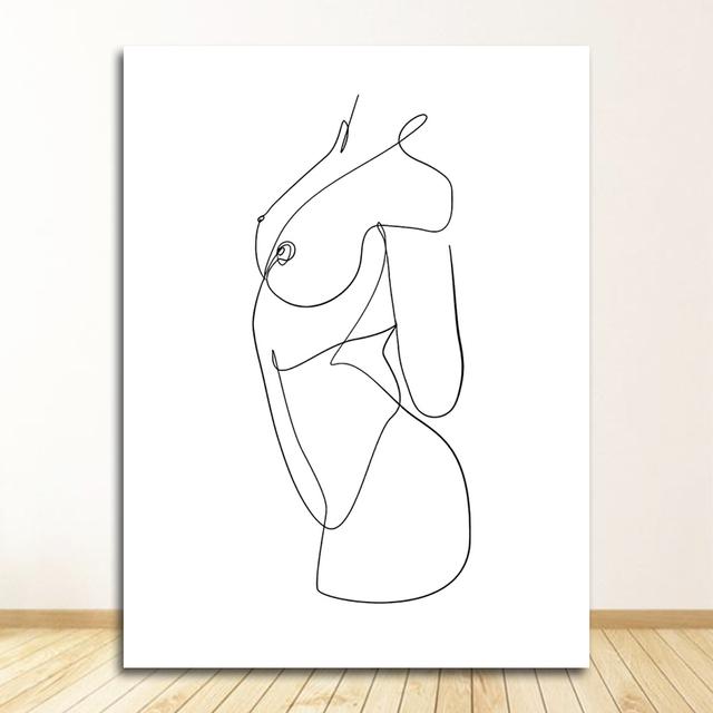 Painting Wall Pictures For Living Room Decor Abstract Kiss Line Body Art Prints Nordic S And Prints Wall Art Canvas