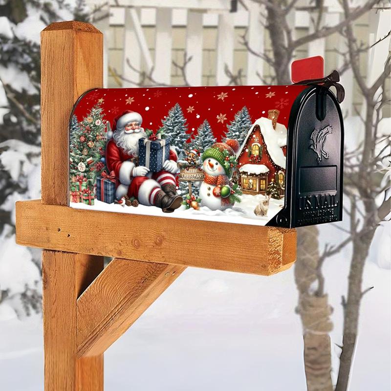 Christmas Mailbox Cover Winter Wonderland Snowman Mailbox Wrap Christmas Decorations for Home 2026 Navidad Gifts New Year 2026