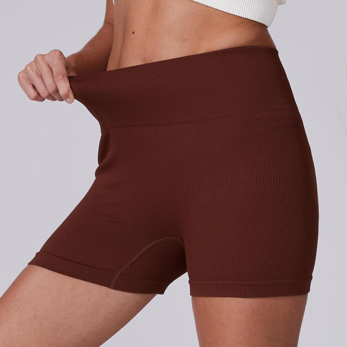 

Sports shorts [] European and American yoga high waist abdomen lift buttocks tight running S темно-коричневого кольору