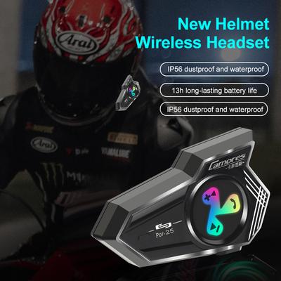 1/2 Stück Por25 Motorradhelm Headset Bluetooth 5.4 Kabelloser Kopfhörer Freisprechmikrofon Kopfhörer Musikplayer Moto Helm