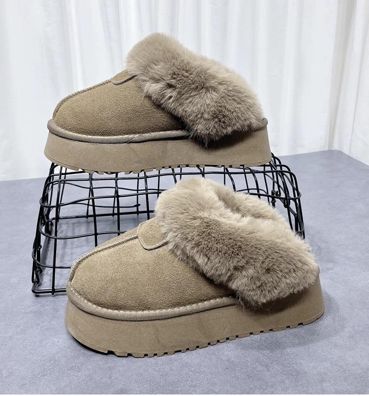 Mao Mao Thick-soled Slippers Women's 2025 Winter New Fur Integrated Outer Wear Heightened Bag Head Drag Thickened Velvet Snow Boots