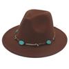 New Emerald Western Style Top Hat Resin Accessories Jazz Hat European And American Style Woolen Felt Hat