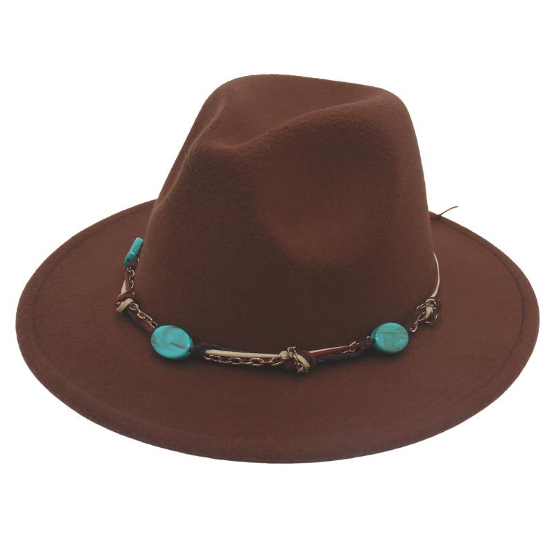 New Emerald Western Style Top Hat Resin Accessories Jazz Hat European And American Style Woolen Felt Hat