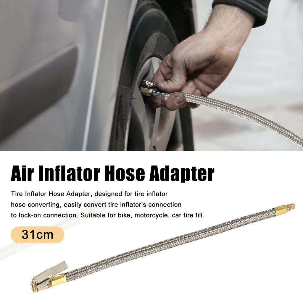 X AUTOHAUX Air Chuck Inflator Tire Valve Connect Pipe Compressor Pump Flexible Stainless Steel