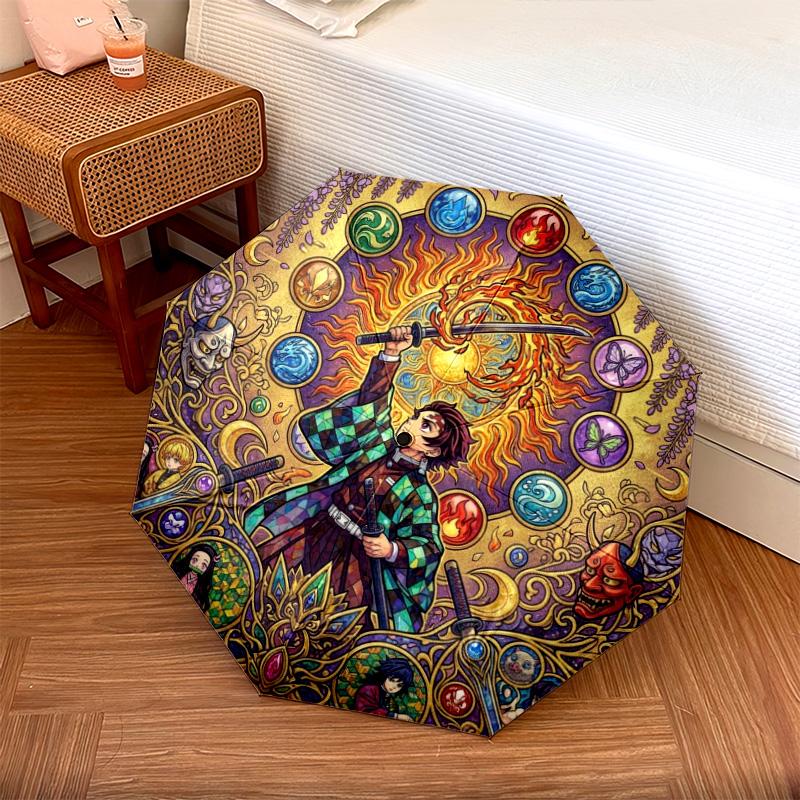 

1PC Automatic Folding Umbrella Demon Slayer Tanjiro Pattern 8 Ribs Portable Foldable Travel Umbrella Christmas Birthday Gift разноцветный