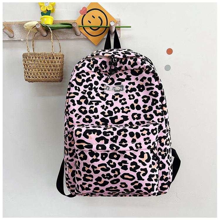Schoolbag Retro College Style Junior High School Students Large Capacity 1011 New Leopard Print Trend Versatile Ridge Backpack
