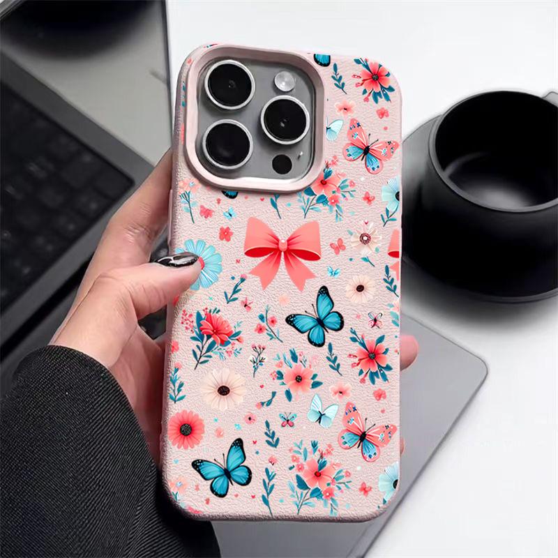 Butterfly Flowers Case For iPhone 16 Pro Max 15 14 13 12 11 Shockproof Slim Soft Silicone Case Cover