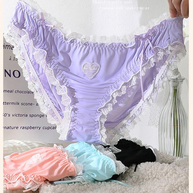 XL to 4XL Plus size Lolita Panties Japanese-Inspired Soft Lace Maiden briefs Comfort-Fit Leg Openings Sweat fairy underpant Sexy underwear