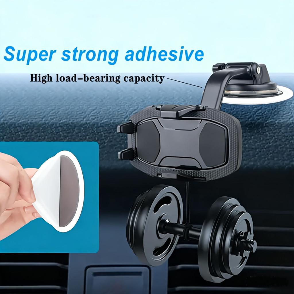 360° Mini Suction Car Mount with Extra Pad – Adjustable Holder for iPhone 14-17, Ultra Compact Dashboard Stand