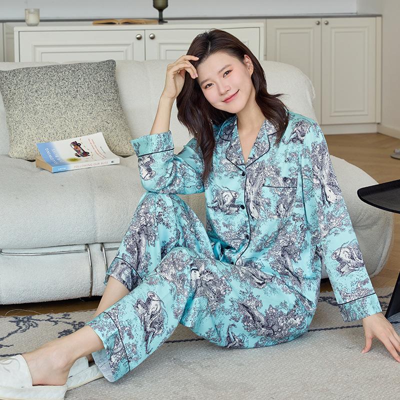 Factory goods 1011 autumn and winter new ice silk pajamas women's Douyin fashion cartoon Internet celebrity fashion loungewear suit