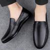 New 2024 Men Dress Shoes Genuine Leather Breathable Middle Aged Business Round Toe Wedding Footwear Male Flat