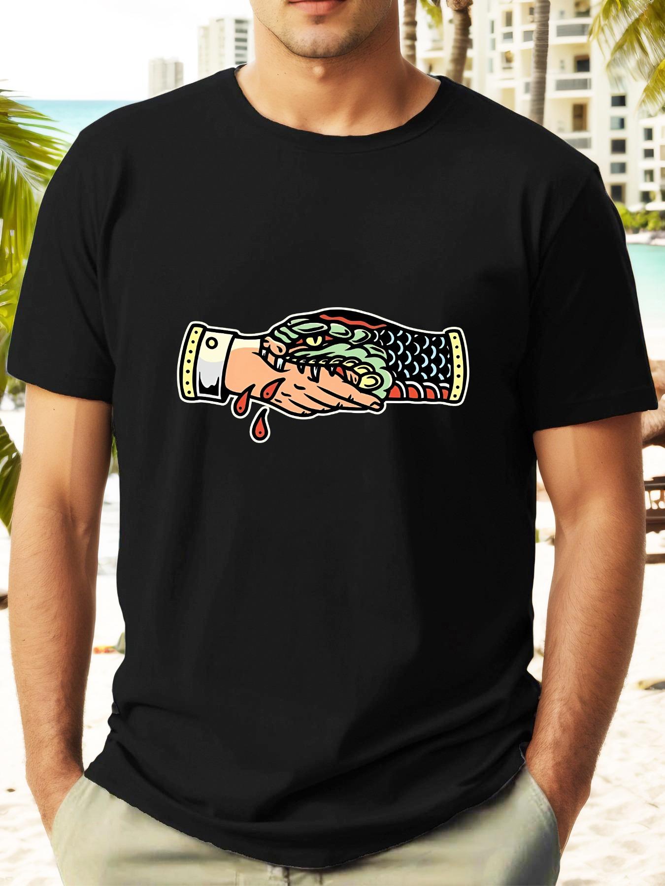 Snake Bite Graphic Print Summer T-shirt - Vibrant Blue Casual Short Sleeve Tee with Round Neck XXXXL