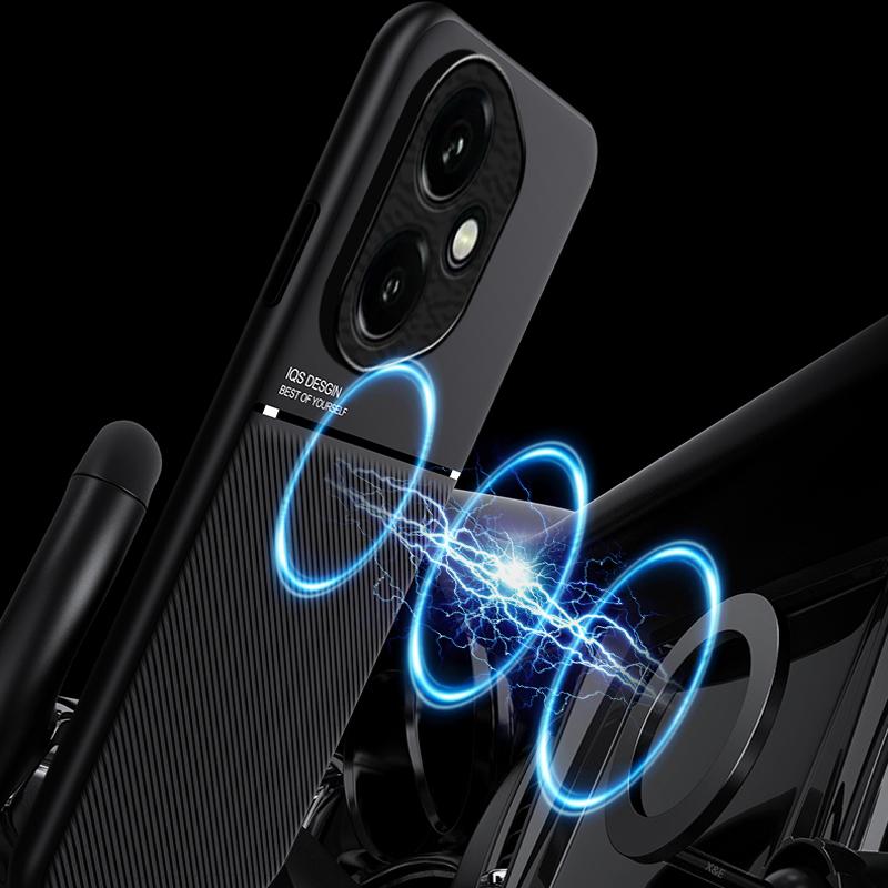 Moire Leather TPU Frame Bumper Case For Honor 400 Pro Built-in Car Magnetic Back Cover For Honor 400 200 300 Pro Lite Case