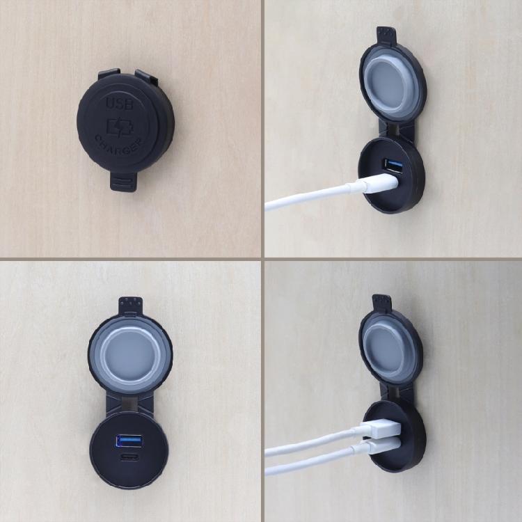 USB Power Outlet USB A & Type-C Fast Charging Adapter Waterproof Double Port Car SUV Phone Charging Socket 12-24V