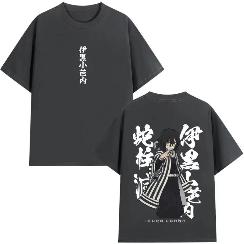 Anime Demon Slayer Serpent Hashira Iguro Obanai Graphic T Shirts Men Women Casual Oversized Tshirts Mens Cartoon Streetwear