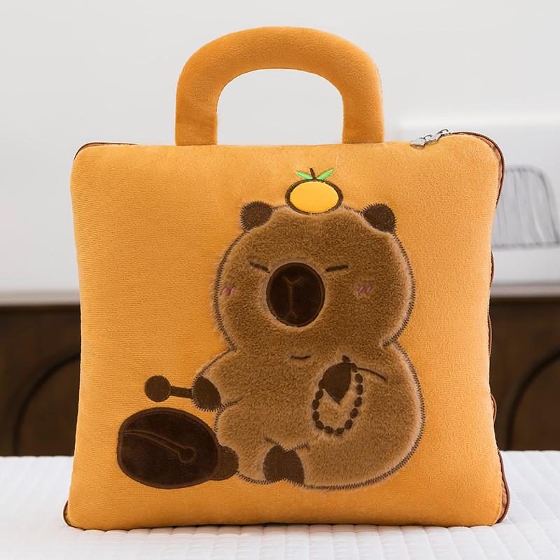 Capybara 2in1 Cartoon Quilt Office Nap Pillow Car Blanket Multifunctional