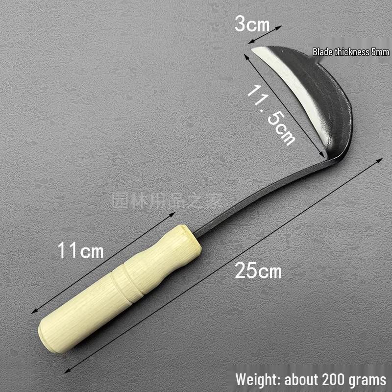 Full Steel Serrated Sickle with Wooden Handle for Cutting Wild Vegetables and Small Grains
